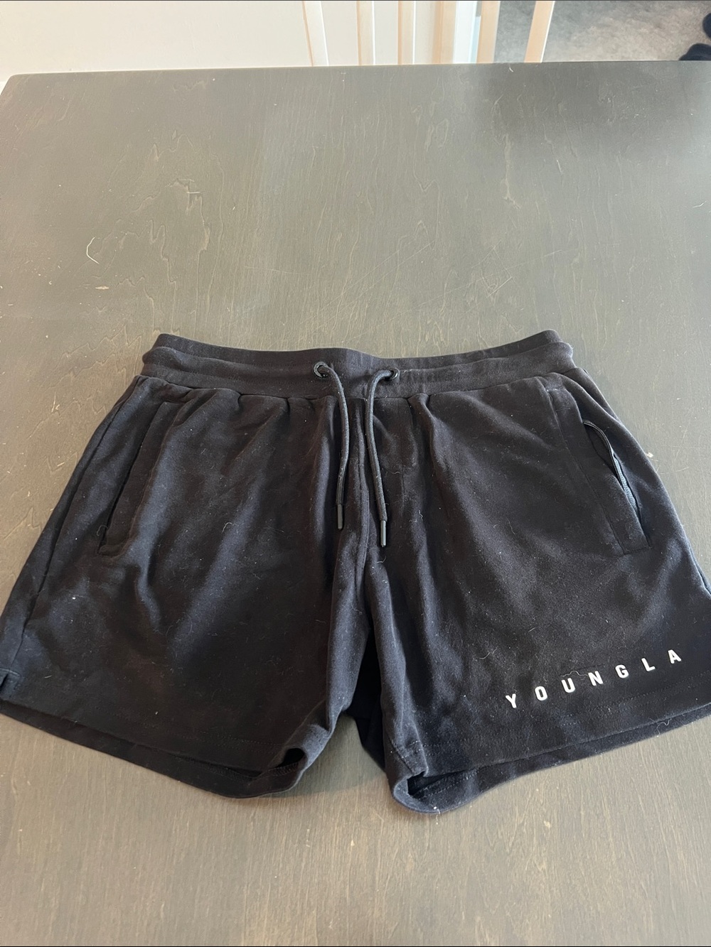 YoungLA Black Athletic Fleece Drawstring Shorts
